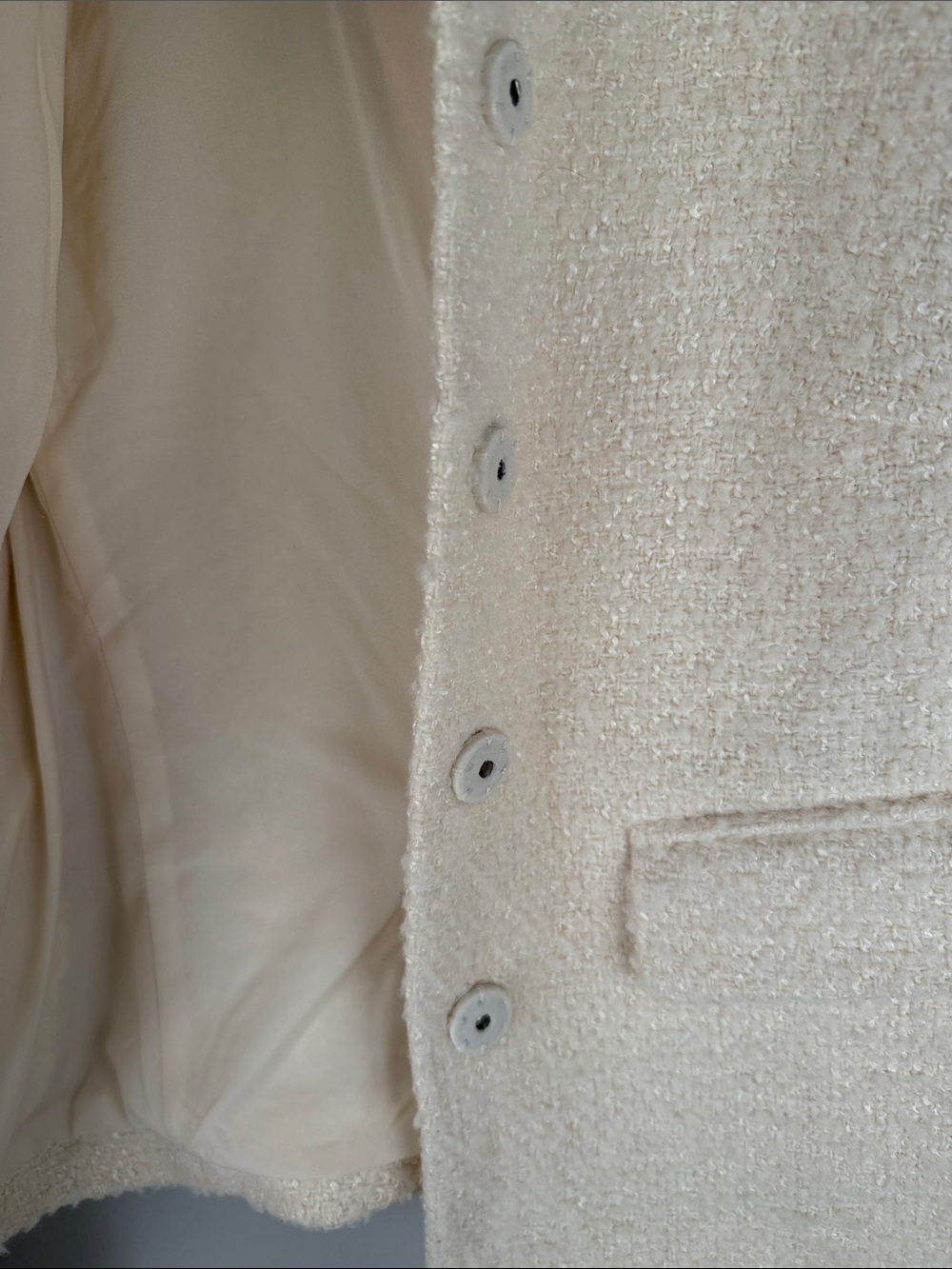 Ann Taylor Cream Bouclé Fringe Blazer Old Money Chic Quiet Luxury - Picture 7 of 14